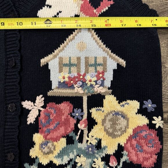 Vintage 90s Sweater Vest Northern Reflections size M Floral Bird embroidered - Picture 5 of 7